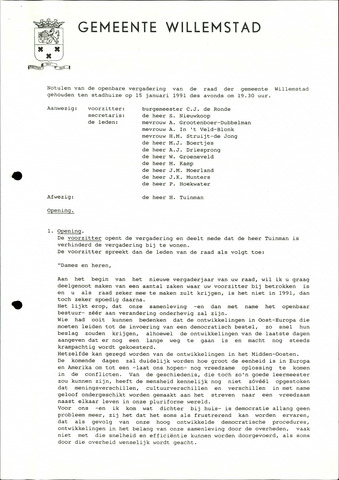 Willemstad: Notulen gemeenteraad, 1927-1995 1991-01-01