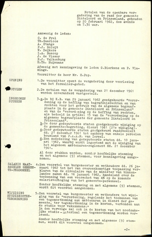 Dinteloord: Notulen gemeenteraad, 1946-1996 1962