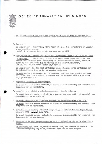 Fijnaart en Heijningen: notulen gemeenteraad, 1934-1995 1970-01-01