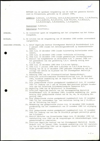 Dinteloord: Notulen gemeenteraad, 1946-1996 1984