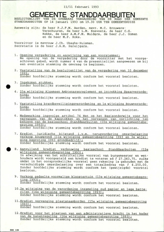 Standdaarbuiten: Notulen gemeenteraad, 1937-1996 1993-01-01