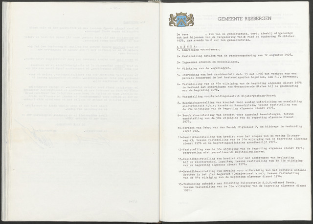 Rijsbergen: Notulen gemeenteraad, 1940-1996 1976-10-01