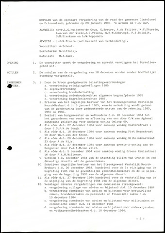 Dinteloord: Notulen gemeenteraad, 1946-1996 1985