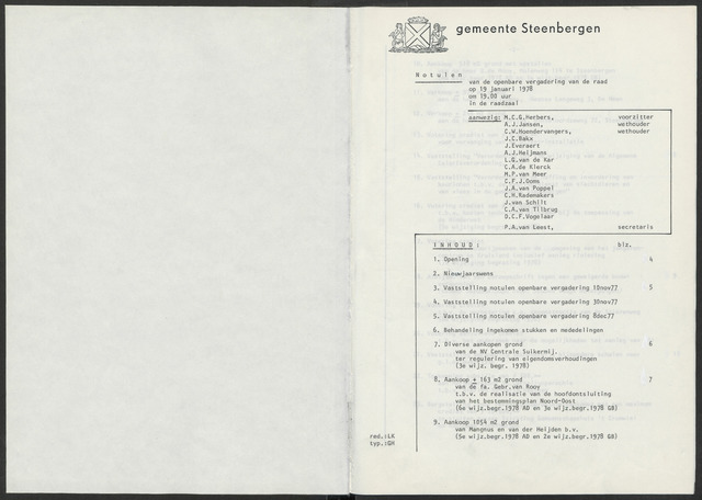 Steenbergen: Notulen gemeenteraad, 1920-1996 1978-01-01