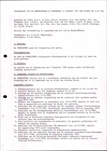 Oudenbosch: Notulen gemeenteraad, 1939-1994 1981-01-01