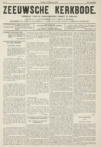 Zeeuwsche kerkbode, weekblad gewijd aan de belangen der gereformeerde kerken/ Zeeuwsch kerkblad 1933-02-24