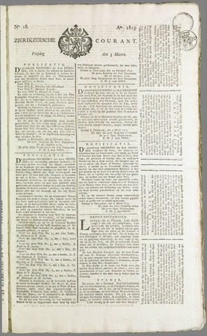 Zierikzeesche Courant 1815-03-03