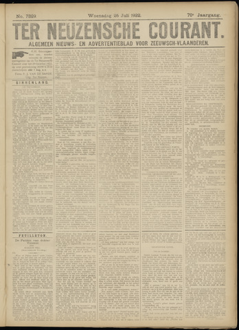 Ter Neuzensche Courant / Neuzensche Courant / (Algemeen) nieuws en advertentieblad voor Zeeuwsch-Vlaanderen 1922-07-26
