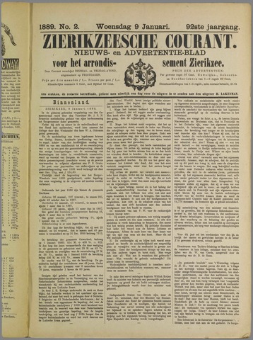 Zierikzeesche Courant 1888-01-09