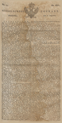 Middelburgsche Courant 1772-08-06