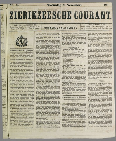 Zierikzeesche Courant 1868-11-25