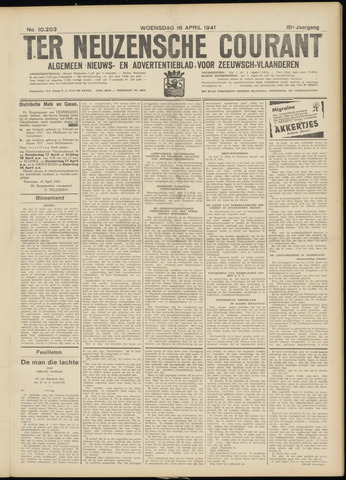 Ter Neuzensche Courant / Neuzensche Courant / (Algemeen) nieuws en advertentieblad voor Zeeuwsch-Vlaanderen 1941-04-16