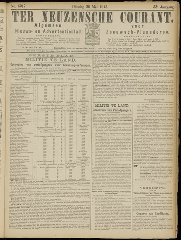 Ter Neuzensche Courant / Neuzensche Courant / (Algemeen) nieuws en advertentieblad voor Zeeuwsch-Vlaanderen 1913-05-20
