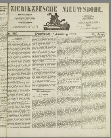 Zierikzeesche Nieuwsbode 1852-01-08