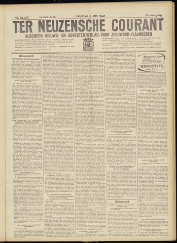 Ter Neuzensche Courant / Neuzensche Courant / (Algemeen) nieuws en advertentieblad voor Zeeuwsch-Vlaanderen 1941-05-09