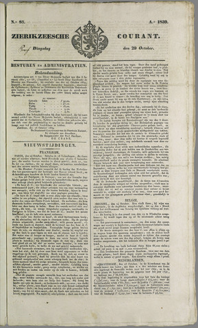 Zierikzeesche Courant 1839-10-29