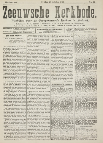 Zeeuwsche kerkbode, weekblad gewijd aan de belangen der gereformeerde kerken/ Zeeuwsch kerkblad 1922-10-20