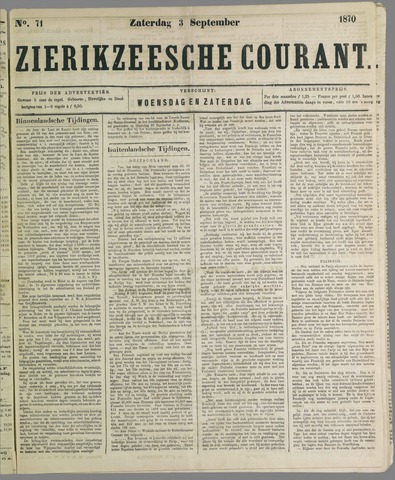 Zierikzeesche Courant 1870-09-03