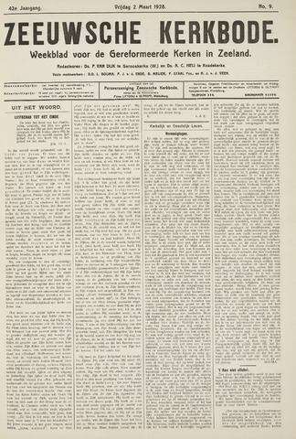 Zeeuwsche kerkbode, weekblad gewijd aan de belangen der gereformeerde kerken/ Zeeuwsch kerkblad 1928-03-02