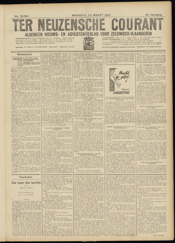 Ter Neuzensche Courant / Neuzensche Courant / (Algemeen) nieuws en advertentieblad voor Zeeuwsch-Vlaanderen 1941-03-24