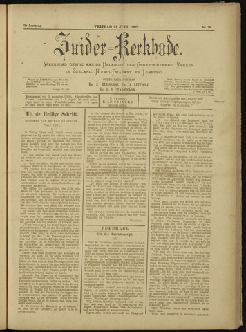 Zuider Kerkbode, Weekblad gewijd aan de belangen der gereformeerde kerken in Zeeland, Noord-Brabant en Limburg. 1902-07-11