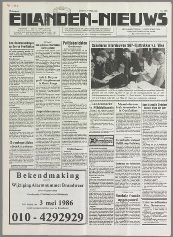 Eilanden-nieuws. Christelijk streekblad op gereformeerde grondslag 1986-04-29