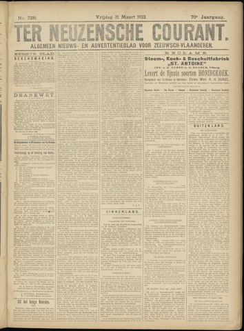 Ter Neuzensche Courant / Neuzensche Courant / (Algemeen) nieuws en advertentieblad voor Zeeuwsch-Vlaanderen 1922-03-31