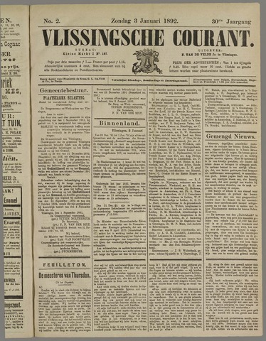 Vlissingse Courant 1892-01-03