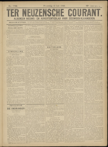 Ter Neuzensche Courant / Neuzensche Courant / (Algemeen) nieuws en advertentieblad voor Zeeuwsch-Vlaanderen 1925-07-13