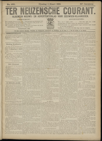 Ter Neuzensche Courant / Neuzensche Courant / (Algemeen) nieuws en advertentieblad voor Zeeuwsch-Vlaanderen 1920-03-02