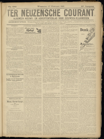 Ter Neuzensche Courant / Neuzensche Courant / (Algemeen) nieuws en advertentieblad voor Zeeuwsch-Vlaanderen 1929-02-27