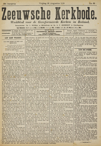 Zeeuwsche kerkbode, weekblad gewijd aan de belangen der gereformeerde kerken/ Zeeuwsch kerkblad 1919-08-29