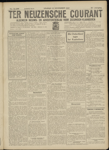 Ter Neuzensche Courant / Neuzensche Courant / (Algemeen) nieuws en advertentieblad voor Zeeuwsch-Vlaanderen 1941-11-21