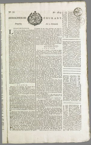 Zierikzeesche Courant 1815-02-07