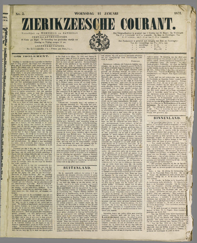 Zierikzeesche Courant 1871-01-11