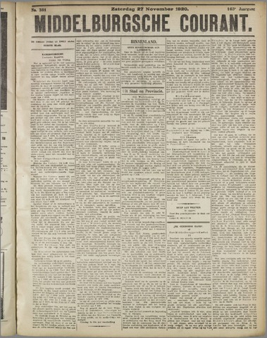 Middelburgsche Courant 1920-11-27