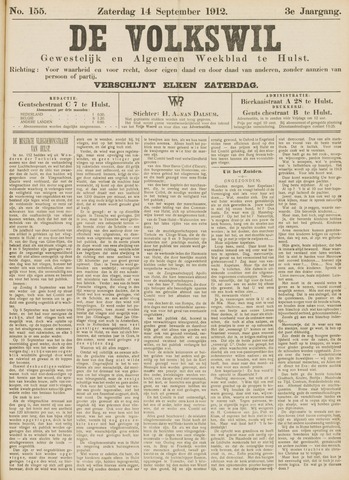 Volkswil/Natuurrecht. Gewestelijk en Algemeen Weekblad te Hulst 1912-09-14
