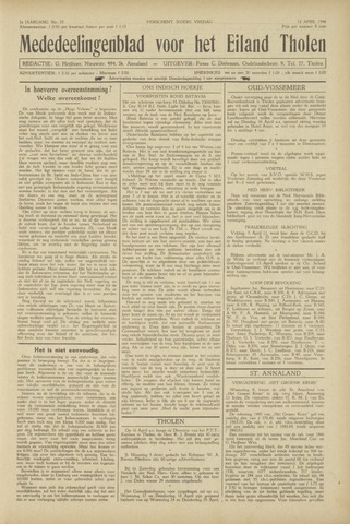 Eendrachtbode (1945-heden)/Mededeelingenblad voor het eiland Tholen (1944/45) 1946-04-12
