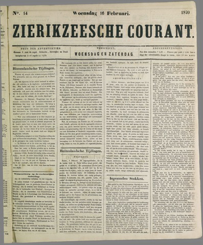 Zierikzeesche Courant 1870-02-16