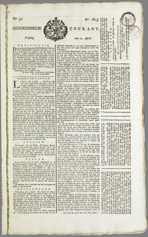 Zierikzeesche Courant 1815-04-21