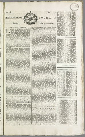 Zierikzeesche Courant 1815-09-29