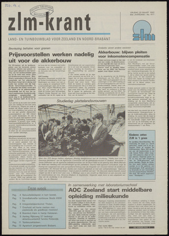 Zeeuwsch landbouwblad ... ZLM land- en tuinbouwblad 1992-03-20