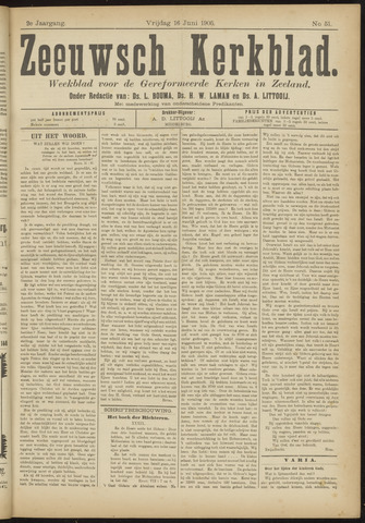 Zeeuwsche kerkbode, weekblad gewijd aan de belangen der gereformeerde kerken/ Zeeuwsch kerkblad 1905-06-16