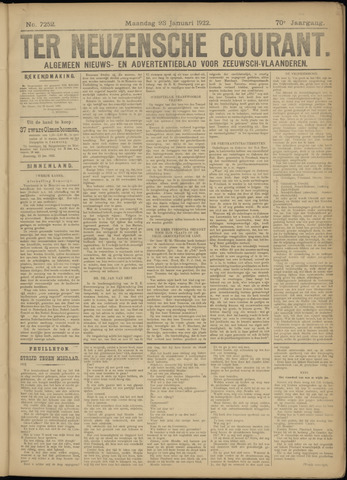Ter Neuzensche Courant / Neuzensche Courant / (Algemeen) nieuws en advertentieblad voor Zeeuwsch-Vlaanderen 1922-01-23