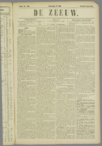De Zeeuw. Christelijk-historisch nieuwsblad voor Zeeland 1893-05-27