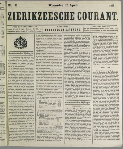 Zierikzeesche Courant 1868-04-22
