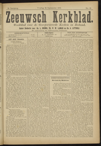 Zeeuwsche kerkbode, weekblad gewijd aan de belangen der gereformeerde kerken/ Zeeuwsch kerkblad 1905-09-22