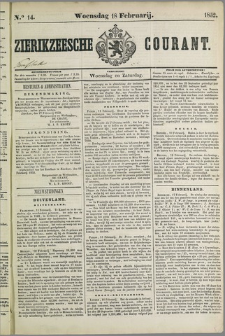 Zierikzeesche Courant 1852-02-18