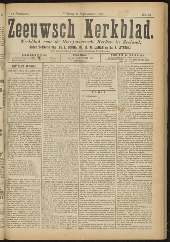 Zeeuwsche kerkbode, weekblad gewijd aan de belangen der gereformeerde kerken/ Zeeuwsch kerkblad 1906-09-21