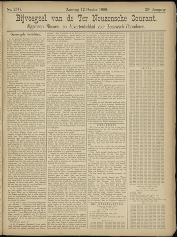 Ter Neuzensche Courant. Algemeen Nieuws- en Advertentieblad voor Zeeuwsch-Vlaanderen / Neuzensche Courant ... (idem) / (Algemeen) nieuws en advertentieblad voor Zeeuwsch-Vlaanderen 1889-10-12